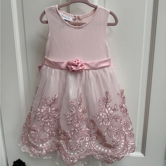 NWOT Bonnie Jean 3T Girls Pink A-Line Floral Chiffon Sleeveless Dress - Picture 1 of 7